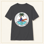Surf Palm T-Shirt — Wear the Light — compact lay-flat, original print scale and placement — Dark Heather
