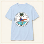 Surf Palm T-Shirt — Wear the Light — compact lay-flat, original print scale and placement — Light Blue