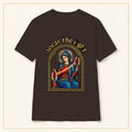 Sacred Madonna T-Shirt — Wear the Light — compact lay-flat, original print scale and placement — Dark Chocolate
