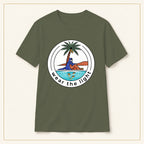 Surf Palm T-Shirt — Wear the Light — compact lay-flat, original print scale and placement — Military Green