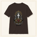 Mater Dei T-Shirt — Vintage Sacred Mary — compact lay-flat, original print scale and placement — Dark Chocolate