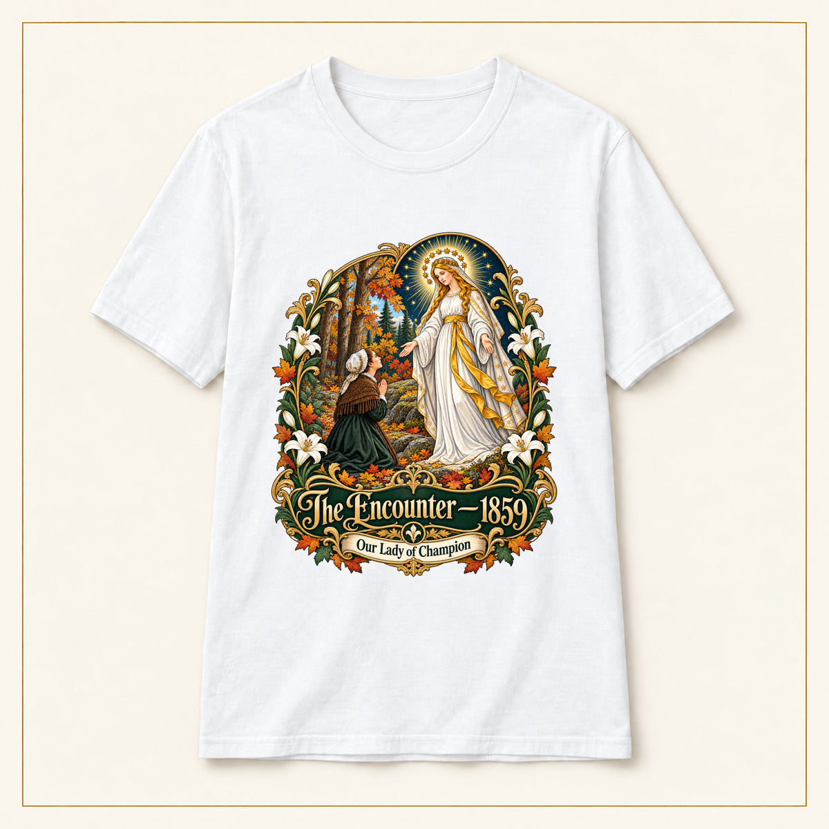 The Encounter 1859 T-Shirt — Our Lady of Champion