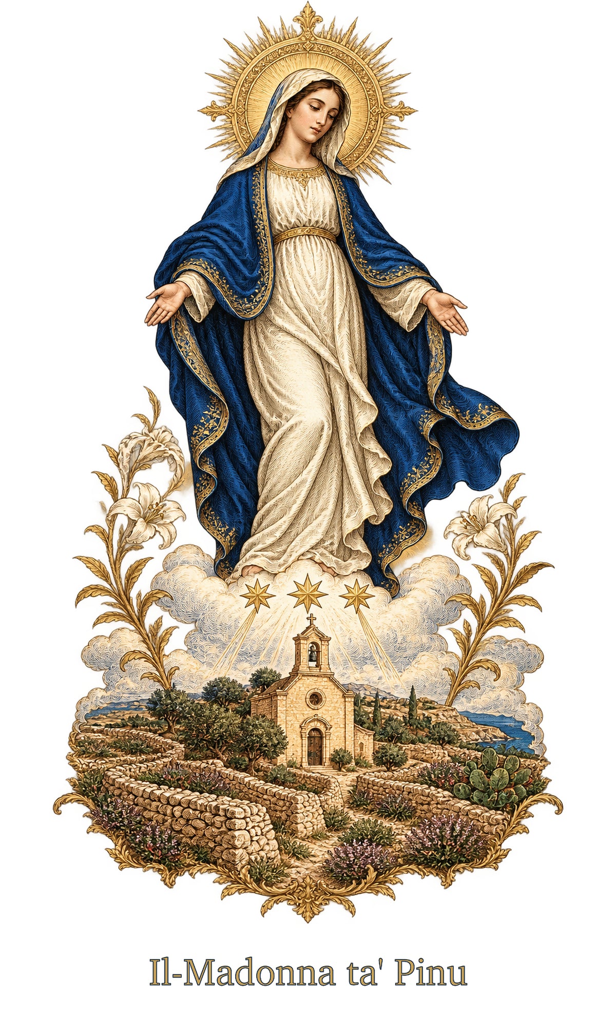 Our Lady of Ta' Pinu — Call at the Chapel White T-Shirt - MATER AETERNA