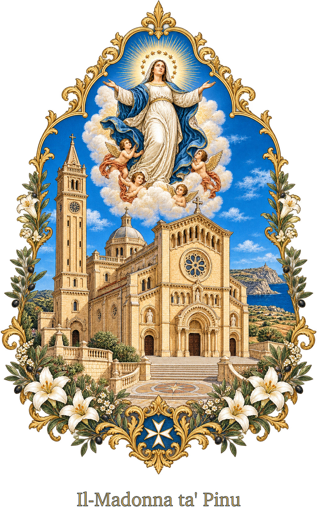 Our Lady of Ta' Pinu — Pilgrims Basilica White T-Shirt - MATER AETERNA