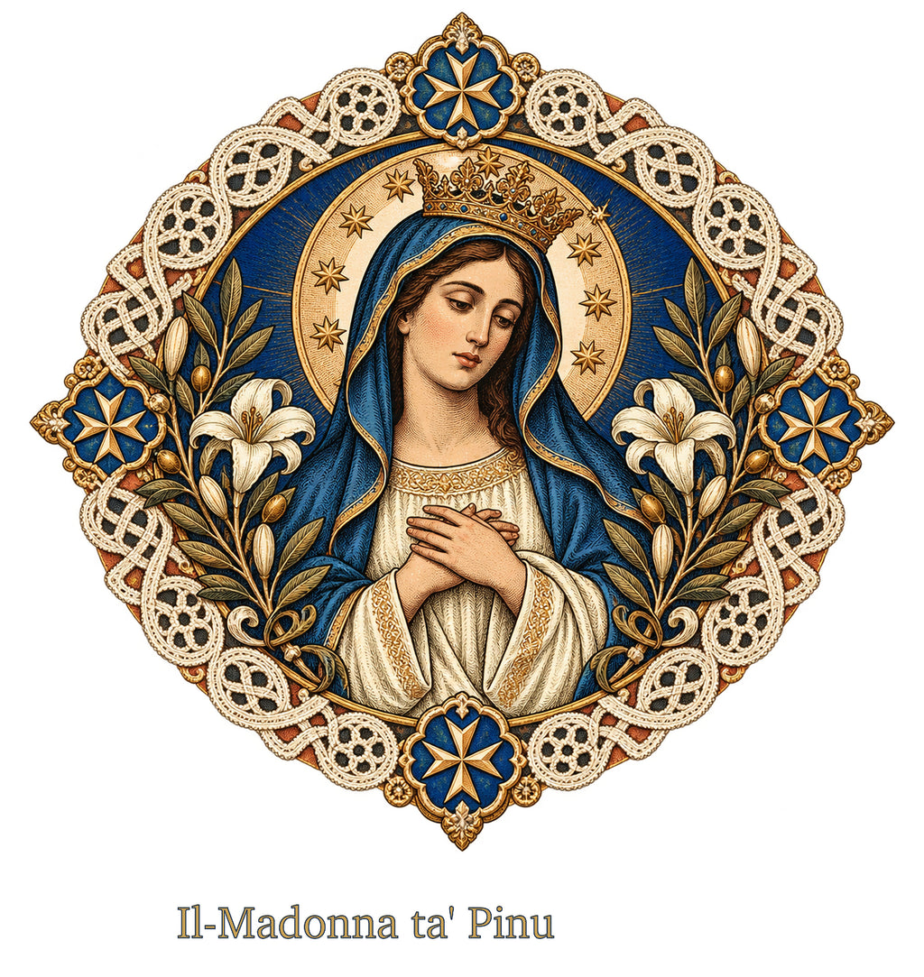 Our Lady of Ta' Pinu — Lace Madonna White T-Shirt - MATER AETERNA
