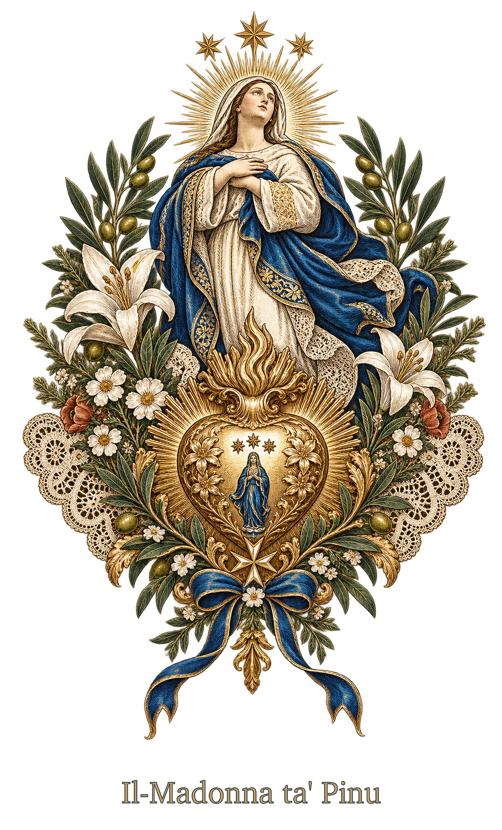 Our Lady of Ta' Pinu — Ex Voto Heart White T-Shirt - MATER AETERNA
