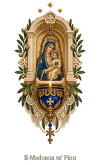 Our Lady of Ta' Pinu — Vigil Lamp White T-Shirt - MATER AETERNA