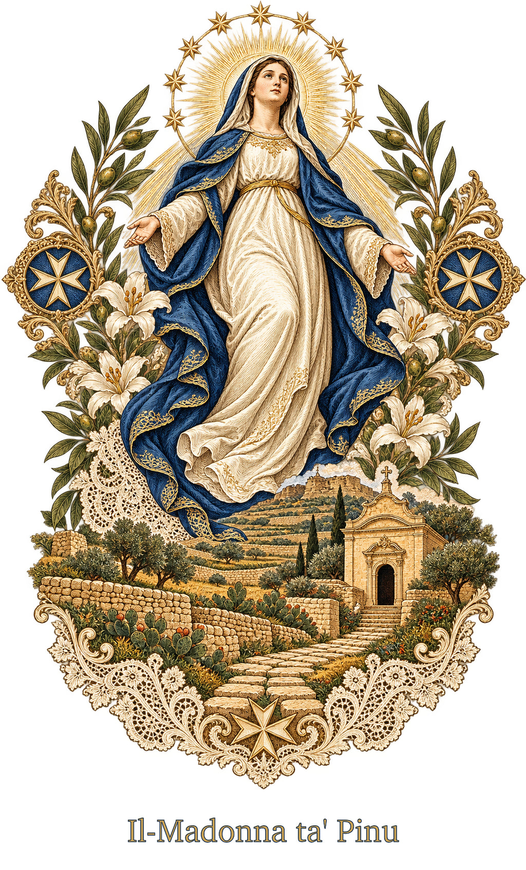 Our Lady of Ta' Pinu — Gozo Pilgrimage White T-Shirt - MATER AETERNA