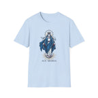 Vintage Blue Virgin Mary T-Shirt: Soft, Devotional Comfort for Everyday Wear - MATER AETERNA