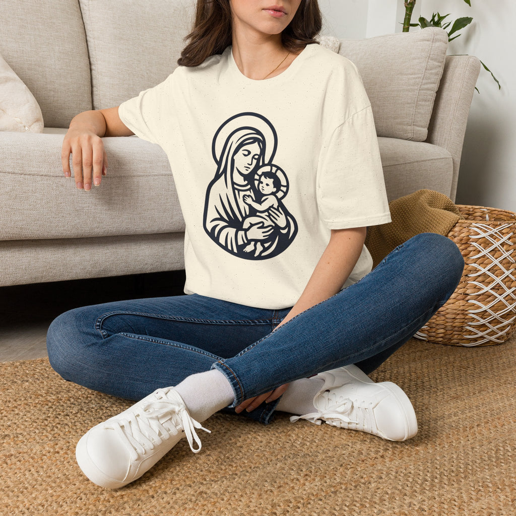 Virgin Mary & Child T-Shirt – Embrace Minimal Sacred Art - MATER AETERNA