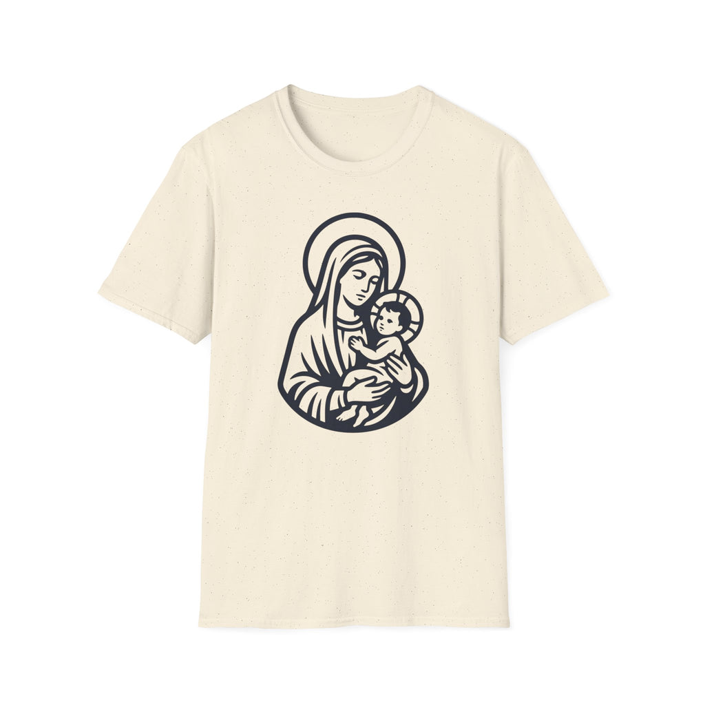 Virgin Mary & Child T-Shirt – Embrace Minimal Sacred Art - MATER AETERNA