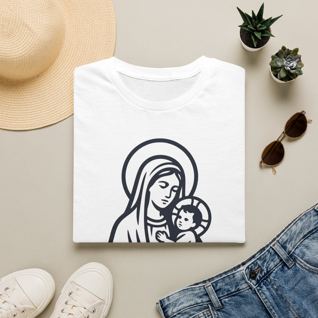 Virgin Mary & Child T-Shirt – Embrace Minimal Sacred Art - MATER AETERNA