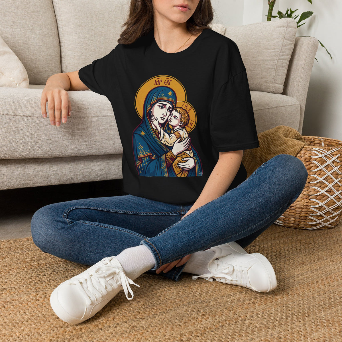Virgin Mary & Child T-Shirt — Orthodox Icon - MATER AETERNA