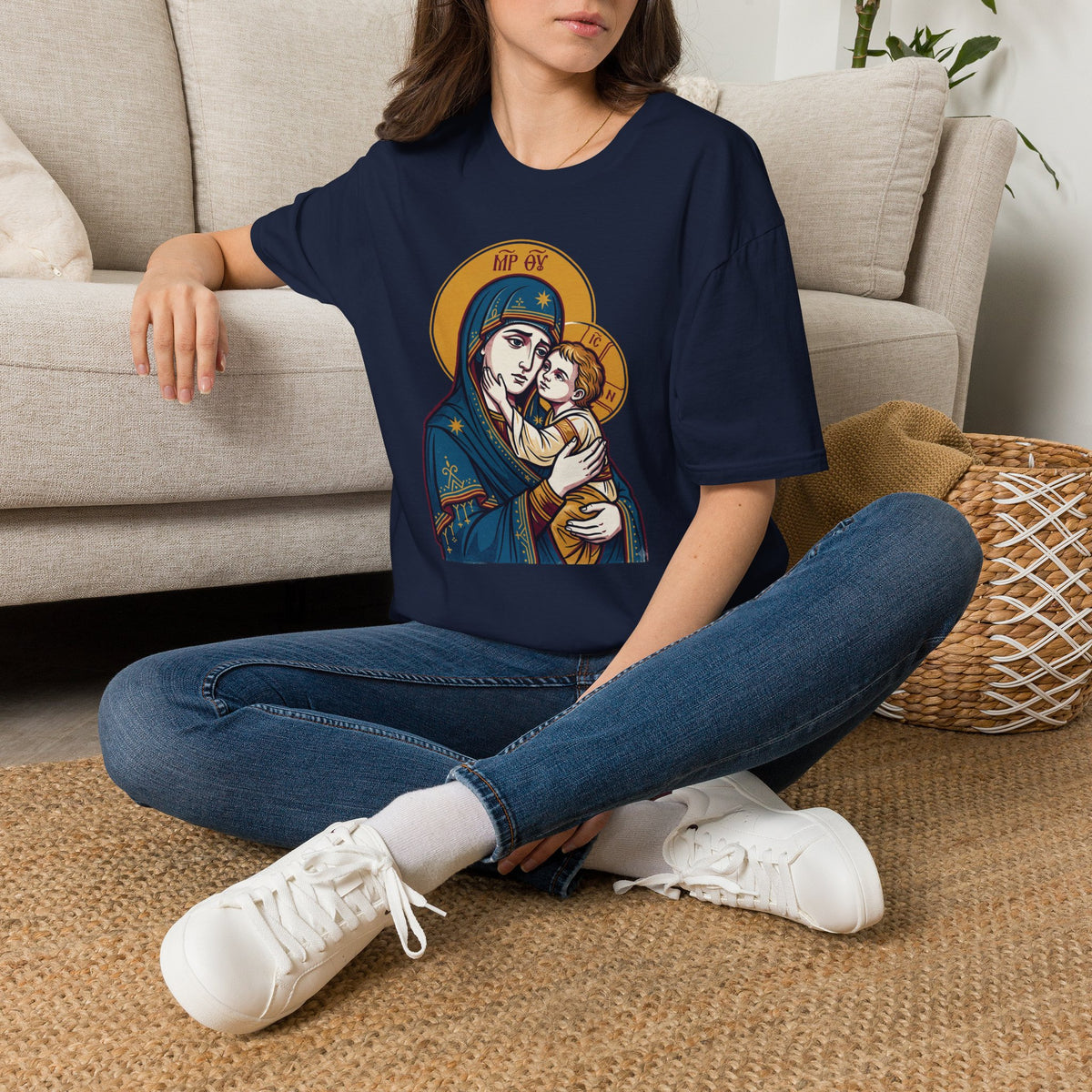 Virgin Mary & Child T-Shirt — Orthodox Icon - MATER AETERNA