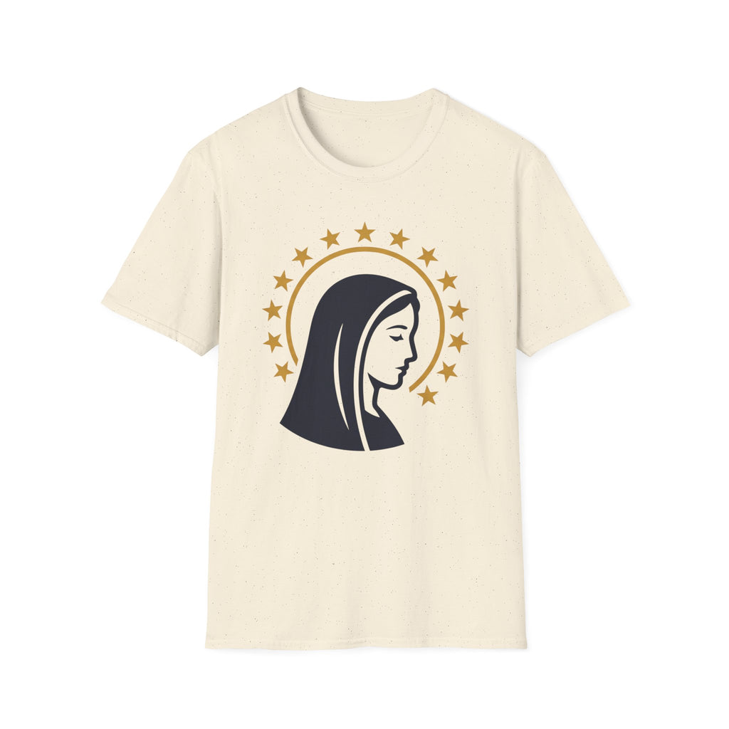 Virgin Mary T-Shirt — Elegant Profile Design with a Star Halo - MATER AETERNA