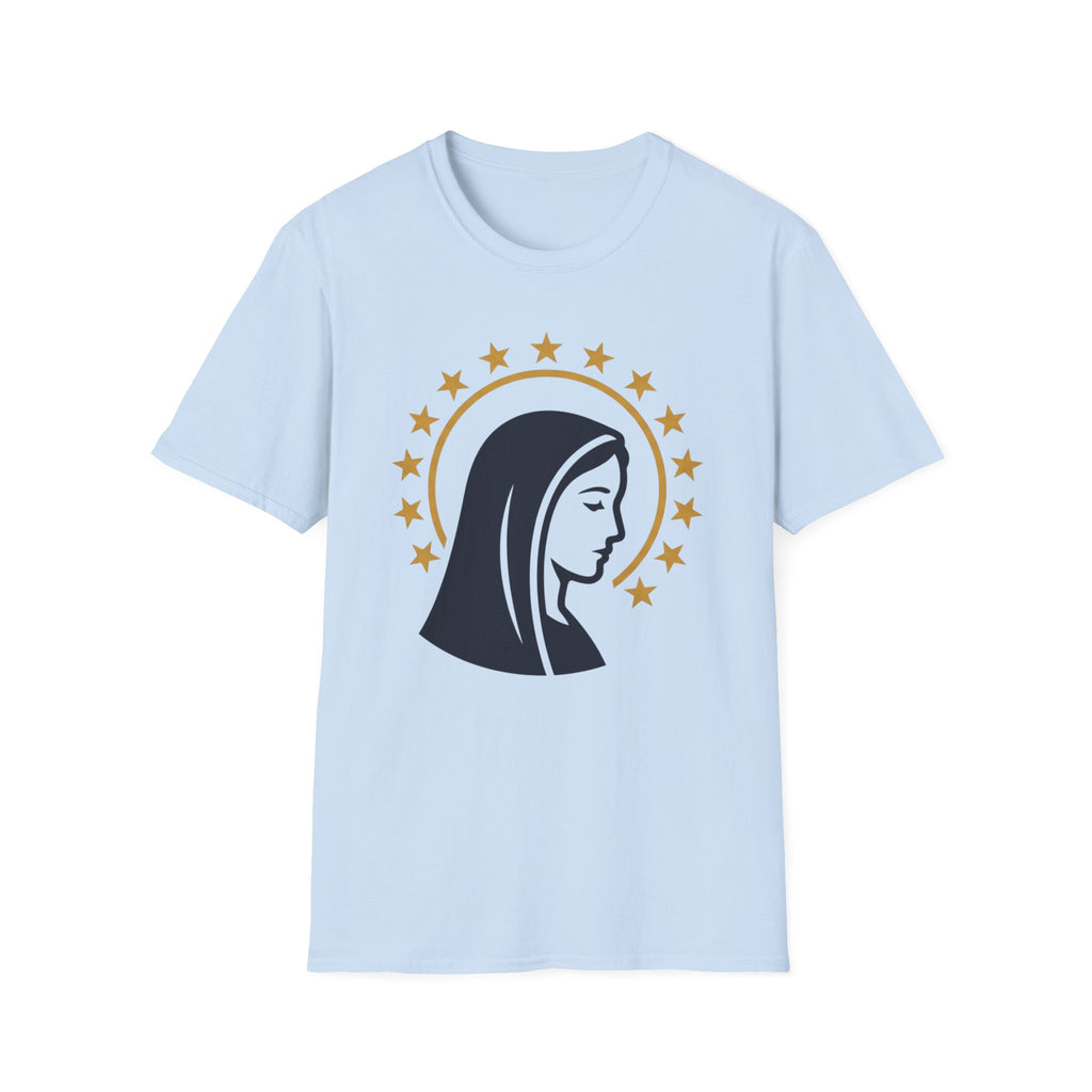 Virgin Mary T-Shirt — Elegant Profile Design with a Star Halo - MATER AETERNA