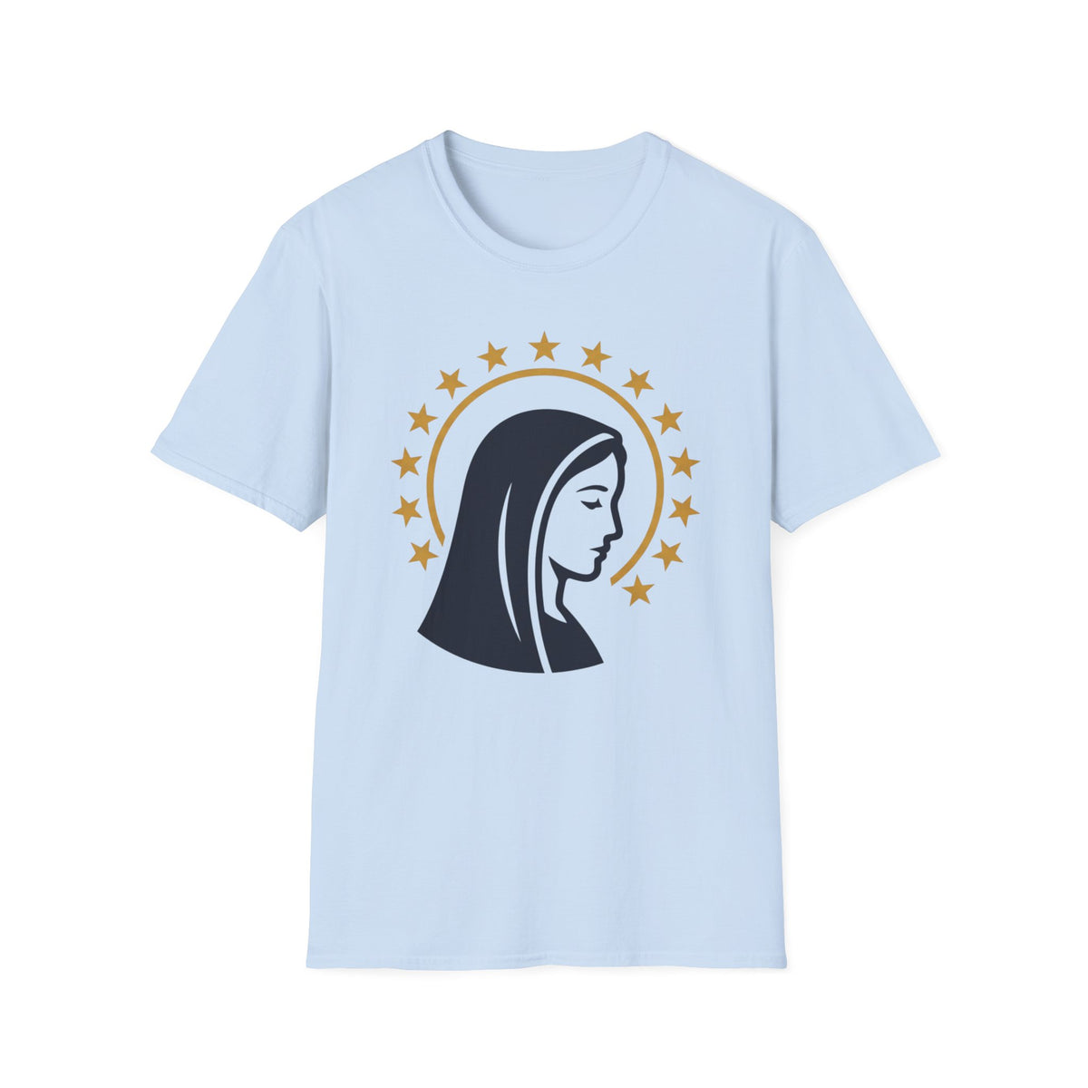 Virgin Mary T-Shirt — Elegant Profile Design with a Star Halo - MATER AETERNA