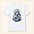 Virgin Mary & Child T-Shirt — Minimal Line Art