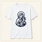 Virgin Mary & Child T-Shirt — Minimal Line Art