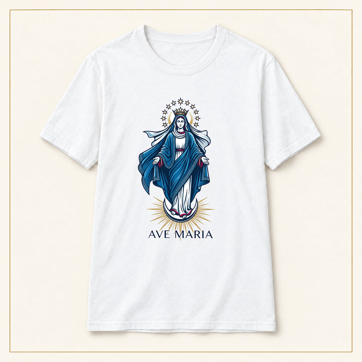 Ave Maria T-Shirt — Vintage Blue Virgin Mary